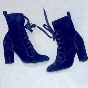 Splendid black granny suede leather granny 3.5” heel boots